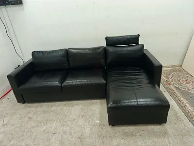 Ikea vimle black original leather Sofabed with storage