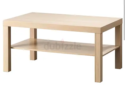 Light wood rectangular coffee table with lower shelf