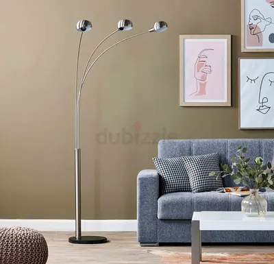 Tri beacon metal arc floor lamp
