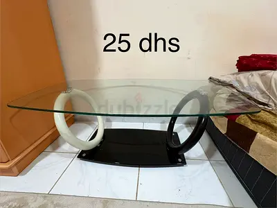 Glass Coffee Table with Circular Base - Good Condition