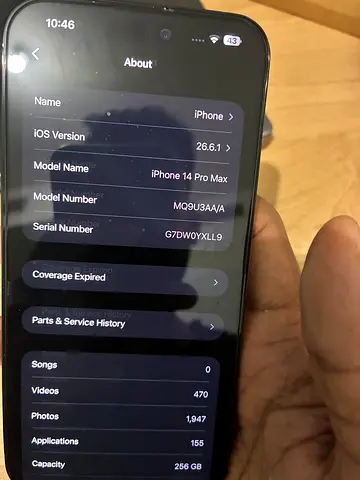 iPhone 14 pro max 256 GB, recently replaced display and camera, signal low (working) in my area