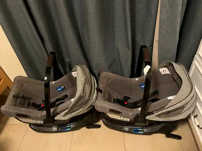 2 Nuna pipa aire rx carseat with base and stroller adapters