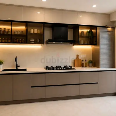 Modern Modular Kitchen Cabinets with Built-in Lighting