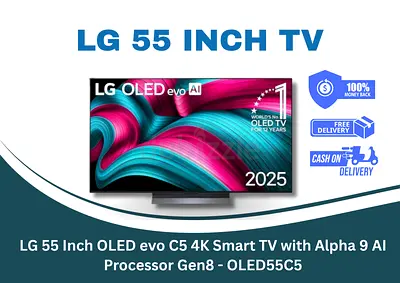 LG 55 Inch OLED evo C5 4K Smart TV with Alpha 9 AI Processor Gen8 - OLED55C5 - Free Delivery All UAE
