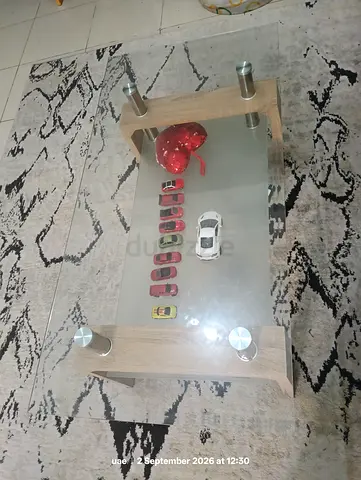 Glass Top Coffee Table with Wooden Frame - Good Condition
