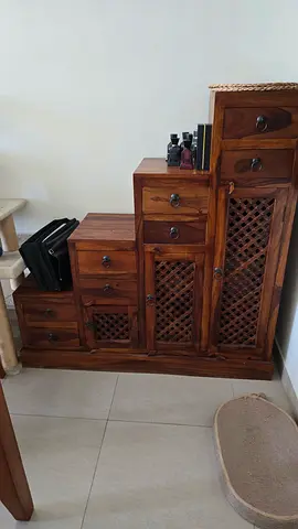 Solid Wood Multi-Drawer Storage Cabinet / Sideboard - Rustic Finish