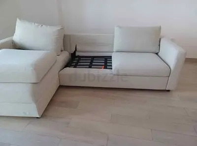 White L-shaped Sofa bed with Chaise - Good Condition