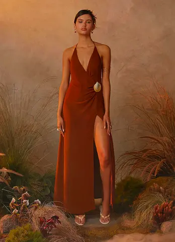 Marjoram Maxi Dress - Chocolate (Peppermayo)