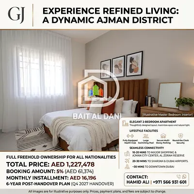 Spacious 2BR 60% Ready, Booking 5% (AED 61,374), Monthly 1% (AED 12,275) 6 Years Plan, Handover Q4-2027 Direct E311