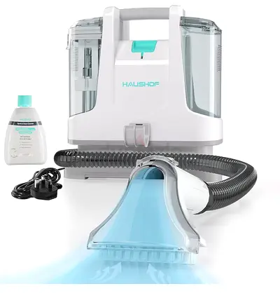 HAUSHOF 400 W Portable Carpet Cleaner, Upholstery Spot Cleaner Deep Cleaning, Separate Water Tanks,