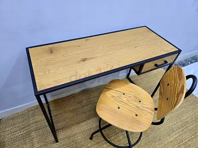 Modern Industrial Style Study Desk and Chair Set