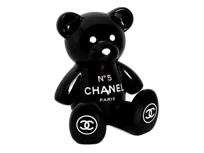 Black Chanel N°5 Bear Figurine - Branded Collectible