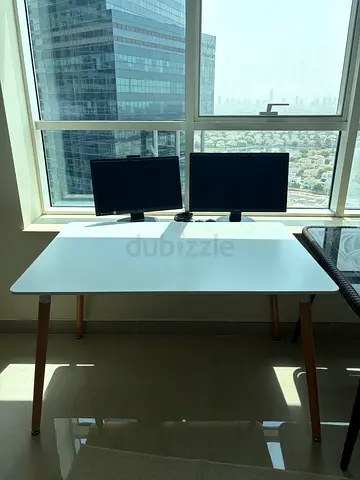 IKEA-style White Table with Wooden Legs - Excellent Condition