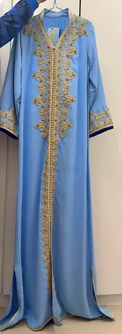 Light Blue Embroidered Ladies Abaya / Kaftan - Size M-L