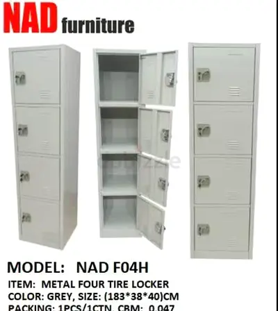 Metal 4-Tier Storage Locker - Grey, Industrial Grade