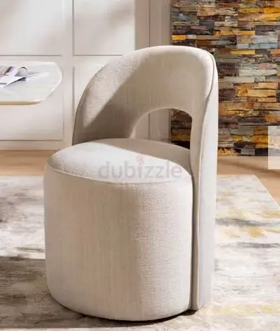 Modern Cream Curved Accent Chair - Upholstered Lounge Chair