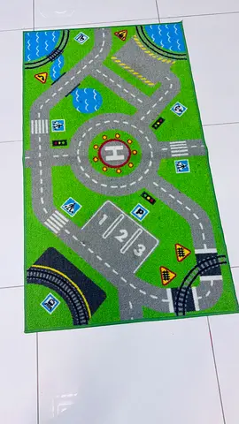 Kids Play Road Rug - Green Car Track Mat (Good Condition)