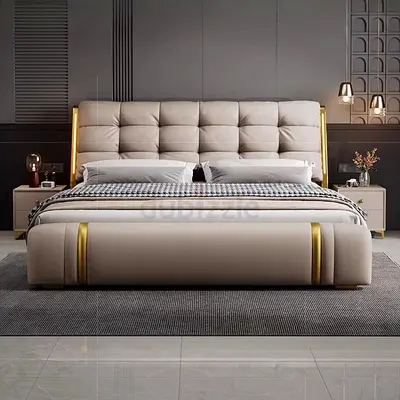 Modern Upholstered King Bed with Padded Headboard direct factory price