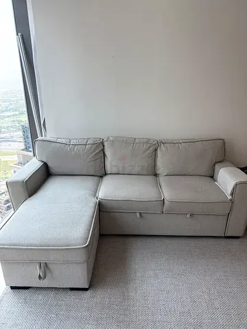 L-shaped sofa bed beige - good condition