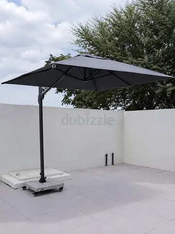 Large Grey Cantilever Patio Umbrella - Offset Garden Parasol
