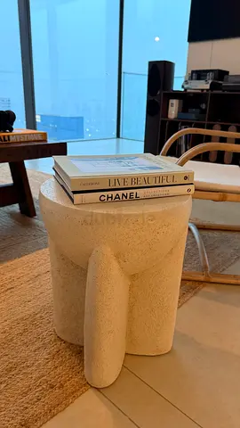Stone-look Sculptural Side Table - The Attic — White