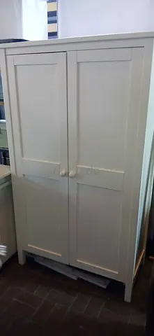 White Wooden Two-Door Wardrobe / Armoire - Good Condition