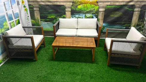 Wooden woven garden set
