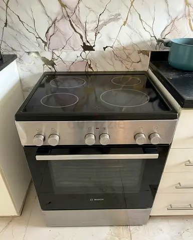 Bosch Freestanding Electric Cooker, HKL060070M, 66L, 4 Zones, 3D Hotair, EcoClean Direct, Black, Ger