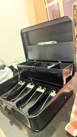 Used Portable Cash Box with Removable Coin & Note Trays
