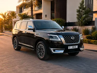 2024 Nissan Patrol Platinum V8 | 40,000 KM | Black | Full Red Interior | Full Option