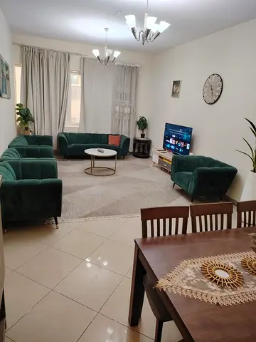 Two-bedroom apartment with hotel-style furnishings for monthly rent in Al Majaz 3, Al Qasba, Sharjah