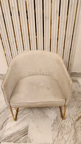 Beige Upholstered Accent Chair with Gold Legs - Used 2Seater× 2 pcs and 1 seater x2pcs