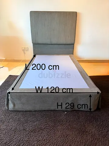 Single Divan Bed Base with headboard - 120x200 cm