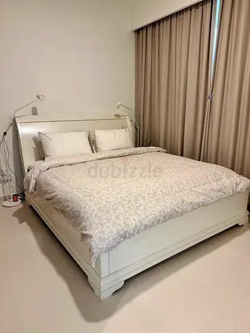 King Size White Wooden Bed Frame – AED 250