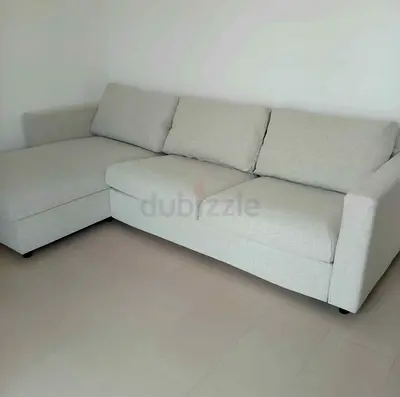 Light grey L-shaped 3-seater corner sofa (left chaise)