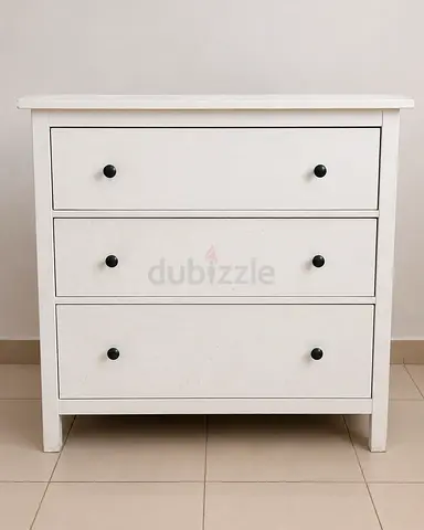 White 3-Drawer Chest of Drawers, Large Storage Unit