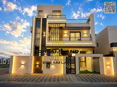 Luxury villa for sale, fully furnished with electricity, water, and air conditioning – Al Yasmin, Ajman | Super Deluxe custom finishing