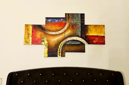Abstract Multi-Panel Wall Art Painting - Warm Earth Tones (Set of 5)