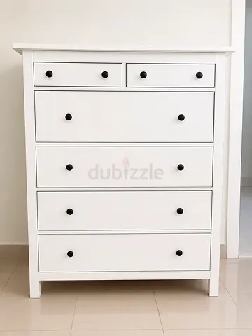 Large White 6-Drawer Chest of Drawers, Bedroom Storage Unit