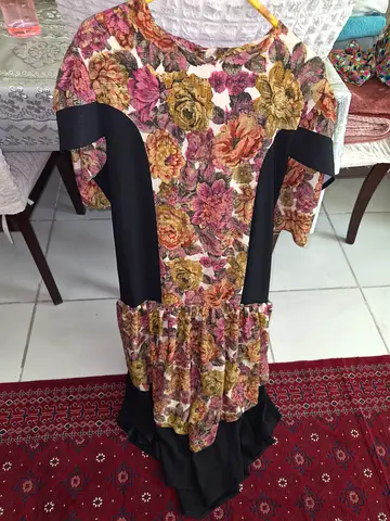 Vintage Women's Black & Colourful Dress from 1975-1985 | Size UK 12