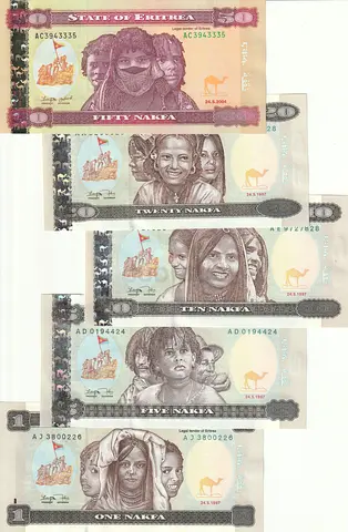 ERITREA BANKNOTE SET 1997-2004