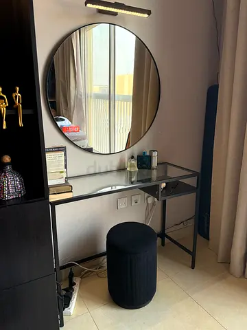 Modern IKEA Vanity Set + Large Mirror, Stool & Light