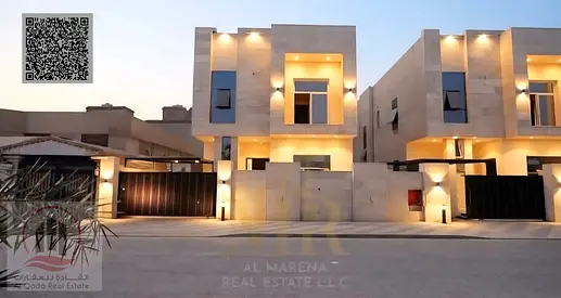 Villa for sale in Ajman, Al Muwaihat area. 5 master bedrooms, living room, majlis, and maid's room. Freehold ownership for all nationalities.