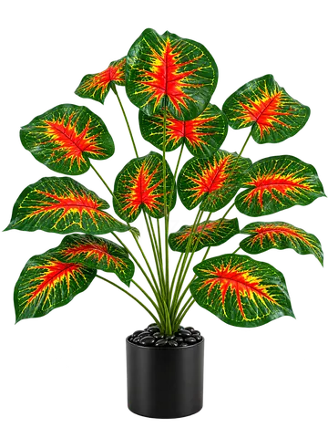 Artificial Red Monstera Plant, 75 cm, with Black Pot and 18 Leaves