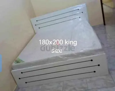 King Size Bed 180x200 cm - White Wooden Frame