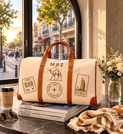 Canvas Travel Duffle Bag with Leather Trim – Dubai Design