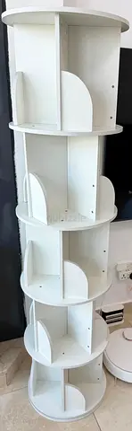 White Rotating Corner Shelf Unit — 4 Tier Storage Organizer