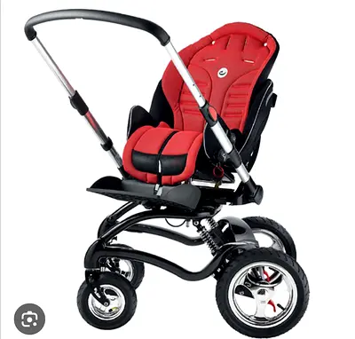 Red and Black All-Terrain Baby Stroller/Pram - Adjustable Handle