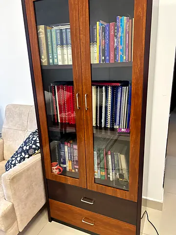 2-Door Wooden Bookshelf with Storage – For Sale