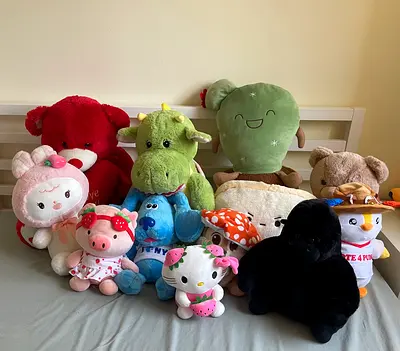 Lot of 11 Plush Stuffed Animals - Various Cute Characters, Good Condition
